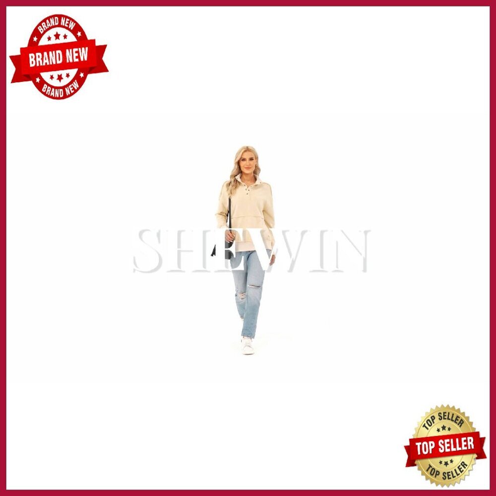 Women's Long Sleeve Button Pullover Sweatshirt Li… - image 8